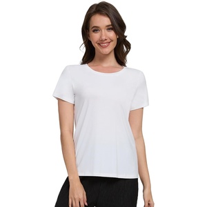 image:imageWiWi Womens Bamboo Viscose Scoop Neck Short Sleeve T Shirt Casual Summer Cooling Basic Tee Tops Soft Lounge Pajamas SXXLAraw White