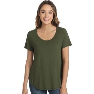 image:imageWiWi Womens Bamboo Viscose Scoop Neck Short Sleeve T Shirt Casual Summer Cooling Basic Tee Tops Soft Lounge Pajamas SXXLBdark Fence Green