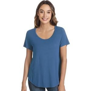 image:imageWiWi Womens Bamboo Viscose Scoop Neck Short Sleeve T Shirt Casual Summer Cooling Basic Tee Tops Soft Lounge Pajamas SXXLBprussian Blue