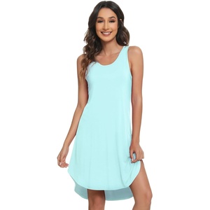 image:imageWiWi Womens Cooling Nightgowns Bamboo Viscose Sleeveless Sleep Shirts Super Soft Tank Night Dress Plus Size Sleepwear S4XAaqua