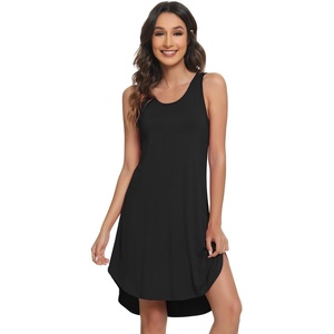 image:imageWiWi Womens Cooling Nightgowns Bamboo Viscose Sleeveless Sleep Shirts Super Soft Tank Night Dress Plus Size Sleepwear S4XAblack
