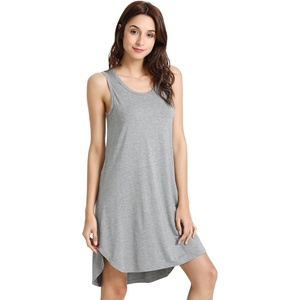image:imageWiWi Womens Cooling Nightgowns Bamboo Viscose Sleeveless Sleep Shirts Super Soft Tank Night Dress Plus Size Sleepwear S4XAheather Grey