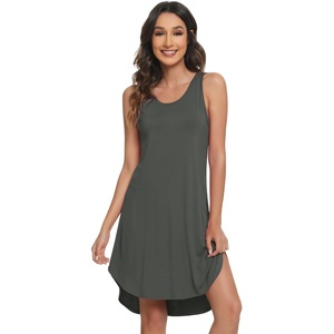 image:imageWiWi Womens Cooling Nightgowns Bamboo Viscose Sleeveless Sleep Shirts Super Soft Tank Night Dress Plus Size Sleepwear S4XAiron Grey