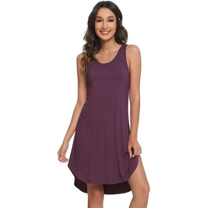 image:imageWiWi Womens Cooling Nightgowns Bamboo Viscose Sleeveless Sleep Shirts Super Soft Tank Night Dress Plus Size Sleepwear S4XAmulberry
