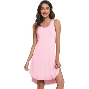 image:imageWiWi Womens Cooling Nightgowns Bamboo Viscose Sleeveless Sleep Shirts Super Soft Tank Night Dress Plus Size Sleepwear S4XApink