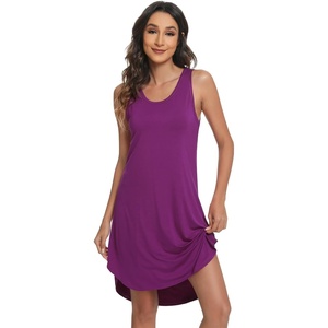 image:imageWiWi Womens Cooling Nightgowns Bamboo Viscose Sleeveless Sleep Shirts Super Soft Tank Night Dress Plus Size Sleepwear S4XArose Red