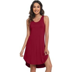 image:imageWiWi Womens Cooling Nightgowns Bamboo Viscose Sleeveless Sleep Shirts Super Soft Tank Night Dress Plus Size Sleepwear S4XAwine