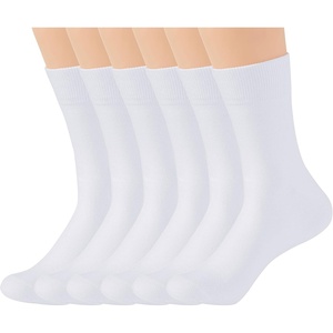 image:imageWiWi Womens Crew Socks Viscose Bamboo Casual Socks Super Soft Seamless Toe Sock Solid Cozy Calf Socks 6 PairsWhite 6 Pairs