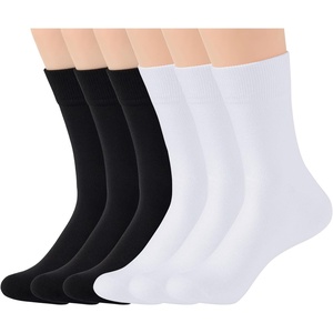 image:imageWiWi Womens Crew Socks Viscose Bamboo Casual Socks Super Soft Seamless Toe Sock Solid Cozy Calf Socks 6 PairsWhiteblack 6 Pairs