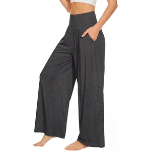 image:imageWiWi Womens Pajama Pants Bamboo Viscose Super Soft Wide Leg Palazzo Lounge Yoga Cooling Sleep Bottoms with Pockets SXXLAcharcoal Heather