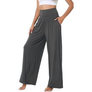 image:imageWiWi Womens Pajama Pants Bamboo Viscose Super Soft Wide Leg Palazzo Lounge Yoga Cooling Sleep Bottoms with Pockets SXXLAiron Grey