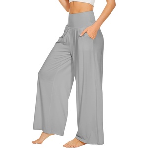 image:imageWiWi Womens Pajama Pants Bamboo Viscose Super Soft Wide Leg Palazzo Lounge Yoga Cooling Sleep Bottoms with Pockets SXXLAlight Grey