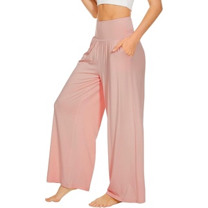 image:imageWiWi Womens Pajama Pants Bamboo Viscose Super Soft Wide Leg Palazzo Lounge Yoga Cooling Sleep Bottoms with Pockets SXXLApeach Pink