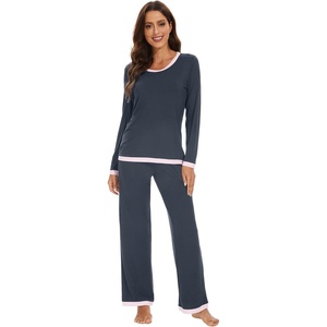 image:imageWiWi Womens Pajama Sets Soft Long Sleeves Top with Pants Cooling PJ 2 Piece Viscose from Bamboo Loungewear Set SXXLAmidnight Blue