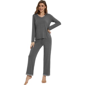 image:imageWiWi Womens Pajamas Set Sleepwear Loungewear Long Sleeve Pajama Sets Soft Pjs Viscose from Bamboo 2 Piece PJ SXXLCdark Heather Grey