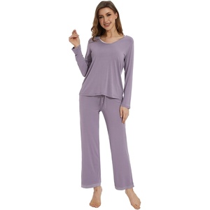 image:imageWiWi Womens Pajamas Set Sleepwear Loungewear Long Sleeve Pajama Sets Soft Pjs Viscose from Bamboo 2 Piece PJ SXXLCviolet