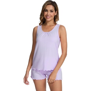 image:imageWiWi Womens Sleeveless Pajama Set Summer Sleepwear Soft Pjs Sets Tank Top Shorts Loungewear Viscose from Bamboo SXXLTaro Purple