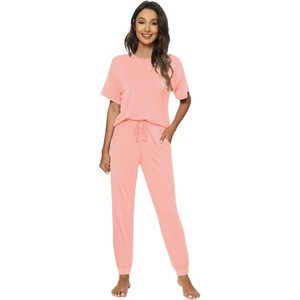 image:imageWiWi Womens Tracksuit Set Viscose from Bamboo Loungewear 2 Piece Outfit Long Pants Jogger Sets SXXLAblush Pink