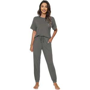 image:imageWiWi Womens Tracksuit Set Viscose from Bamboo Loungewear 2 Piece Outfit Long Pants Jogger Sets SXXLAcharcoal