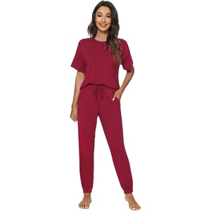 image:imageWiWi Womens Tracksuit Set Viscose from Bamboo Loungewear 2 Piece Outfit Long Pants Jogger Sets SXXLAwine