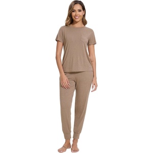 image:imageWiWi Womens Tracksuit Set Viscose from Bamboo Loungewear 2 Piece Outfit Long Pants Jogger Sets SXXLBcamel