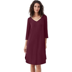 image:imageWiWi Womens Viscose from Bamboo Nightgowns 34 Sleeves Nightshirts Full Length Soft Knit Sleep Shirts SXXLBbrownish Red