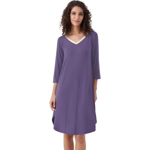 image:imageWiWi Womens Viscose from Bamboo Nightgowns 34 Sleeves Nightshirts Full Length Soft Knit Sleep Shirts SXXLBlavender