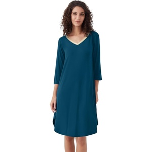 image:imageWiWi Womens Viscose from Bamboo Nightgowns 34 Sleeves Nightshirts Full Length Soft Knit Sleep Shirts SXXLBpeacock Blue