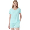 image:imageWiWi 3 PCS Pajamas for Women Set Short Sleeve Pajama Sets Capri and Shorts Pj Sets Super Soft Cooling Sleepwear SXXLAqua