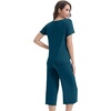 image:imageWiWi 3 PCS Pajamas for Women Set Short Sleeve Pajama Sets Capri and Shorts Pj Sets Super Soft Cooling Sleepwear SXXLPeacock Blue