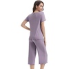 image:imageWiWi 3 PCS Pajamas for Women Set Short Sleeve Pajama Sets Capri and Shorts Pj Sets Super Soft Cooling Sleepwear SXXLViolet