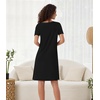 image:imageWiWi Bamboo Viscose Nightgowns for Women Super Soft Short Sleeve V Neck Sleep Dress Cooling Plus Size Lounge Sleepwear S4XBlack