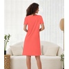 image:imageWiWi Bamboo Viscose Nightgowns for Women Super Soft Short Sleeve V Neck Sleep Dress Cooling Plus Size Lounge Sleepwear S4XCoral