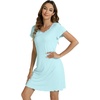 image:imageWiWi Bamboo Viscose Nightgowns for Women Super Soft Short Sleeve V Neck Sleep Dress Cooling Plus Size Lounge Sleepwear S4XDaqua