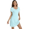 image:imageWiWi Bamboo Viscose Nightgowns for Women Super Soft Short Sleeve V Neck Sleep Dress Cooling Plus Size Lounge Sleepwear S4XDaqua