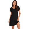 image:imageWiWi Bamboo Viscose Nightgowns for Women Super Soft Short Sleeve V Neck Sleep Dress Cooling Plus Size Lounge Sleepwear S4XDblack