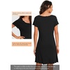 image:imageWiWi Bamboo Viscose Nightgowns for Women Super Soft Short Sleeve V Neck Sleep Dress Cooling Plus Size Lounge Sleepwear S4XDblack