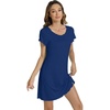 image:imageWiWi Bamboo Viscose Nightgowns for Women Super Soft Short Sleeve V Neck Sleep Dress Cooling Plus Size Lounge Sleepwear S4XDblue Depth
