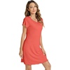 image:imageWiWi Bamboo Viscose Nightgowns for Women Super Soft Short Sleeve V Neck Sleep Dress Cooling Plus Size Lounge Sleepwear S4XDcoral