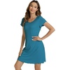 image:imageWiWi Bamboo Viscose Nightgowns for Women Super Soft Short Sleeve V Neck Sleep Dress Cooling Plus Size Lounge Sleepwear S4XDdark Teal