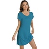 image:imageWiWi Bamboo Viscose Nightgowns for Women Super Soft Short Sleeve V Neck Sleep Dress Cooling Plus Size Lounge Sleepwear S4XDdark Teal