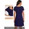 image:imageWiWi Bamboo Viscose Nightgowns for Women Super Soft Short Sleeve V Neck Sleep Dress Cooling Plus Size Lounge Sleepwear S4XDnavy