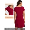 image:imageWiWi Bamboo Viscose Nightgowns for Women Super Soft Short Sleeve V Neck Sleep Dress Cooling Plus Size Lounge Sleepwear S4XDwine Red