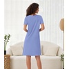 image:imageWiWi Bamboo Viscose Nightgowns for Women Super Soft Short Sleeve V Neck Sleep Dress Cooling Plus Size Lounge Sleepwear S4XFog Blue