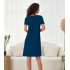 image:imageWiWi Bamboo Viscose Nightgowns for Women Super Soft Short Sleeve V Neck Sleep Dress Cooling Plus Size Lounge Sleepwear S4XInk Blue