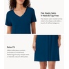 image:imageWiWi Bamboo Viscose Nightgowns for Women Super Soft Short Sleeve V Neck Sleep Dress Cooling Plus Size Lounge Sleepwear S4XInk Blue