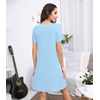 image:imageWiWi Bamboo Viscose Nightgowns for Women Super Soft Short Sleeve V Neck Sleep Dress Cooling Plus Size Lounge Sleepwear S4XPale Blue