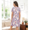 image:imageWiWi Bamboo Viscose Nightgowns for Women Super Soft Short Sleeve V Neck Sleep Dress Cooling Plus Size Lounge Sleepwear S4XPurpleFloral