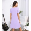 image:imageWiWi Bamboo Viscose Nightgowns for Women Super Soft Short Sleeve V Neck Sleep Dress Cooling Plus Size Lounge Sleepwear S4XTaro Purple