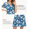 image:imageWiWi Bamboo Viscose Nightgowns for Women Super Soft Short Sleeve V Neck Sleep Dress Cooling Plus Size Lounge Sleepwear S4XTeal BluePeony